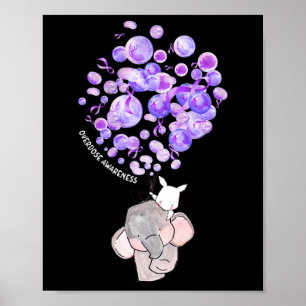 Söt Elefant som Spränger Lila Ballonger Overdos Me Poster