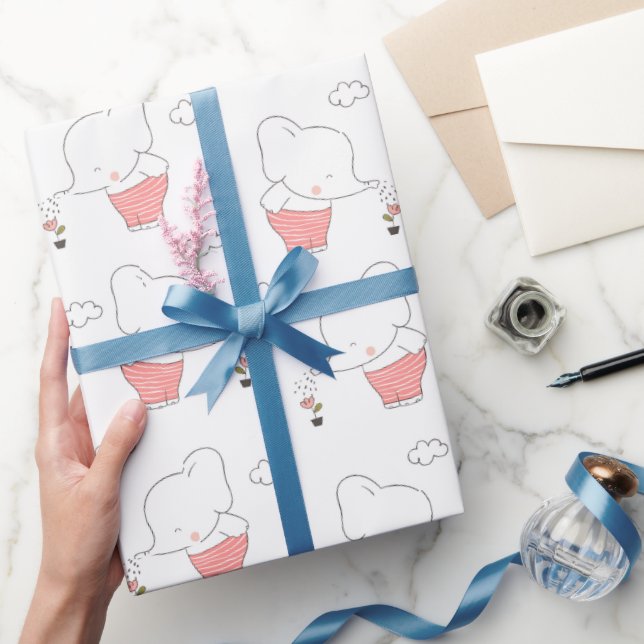 Söt Elefant Sömlös Mönsterdesign  Presentpapper (Gifting)