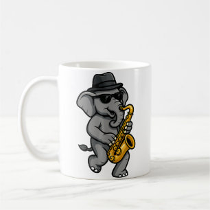Söt elefant spelar saxofon Elefanter Musiker Kaffemugg