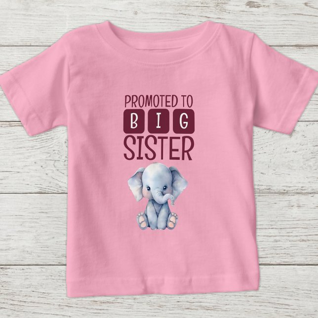 Söt elefant stor syster rosa t shirt (Skapare uppladdad)