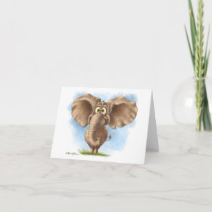 Söt Elefant Tecknad Film Kort