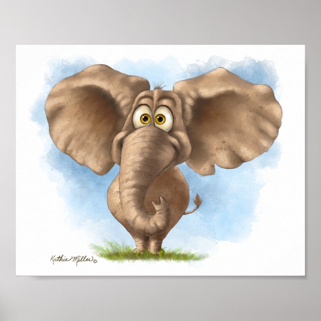 Söt Elefant Tecknad Film Poster (Framsidan)