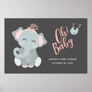 Söt Elefant Tjej Bebis Shower Poster