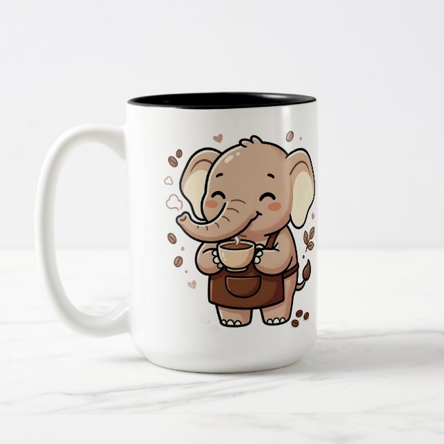 Söt Elefant Tvåtons Kaffe Mugg (Vänster)