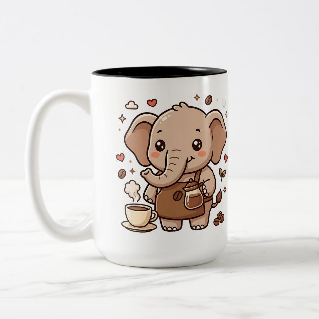 Söt Elefant Tvåtons Kaffemugg (Vänster)