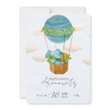 Söt Elefant Varm Luft Ballong Baby Födelse Tillkän