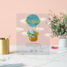 Söt Elefantant Varm Luft Ballong Baby Födelse Till