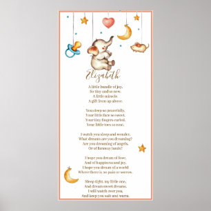 Söt elefantbaby och personlig dikt poster