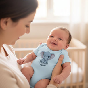 Söt elefantbaby Personlig namn baby bodysuit T Shirt