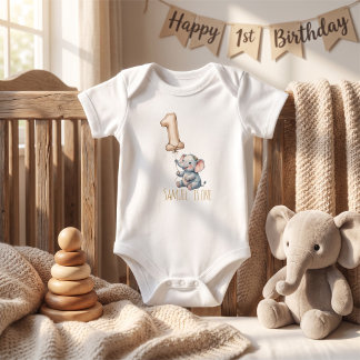 Söt Elefantballong 1-årsdag T Shirt