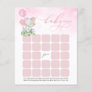 Söt Elefantbingo Baby Shower-spelkort
