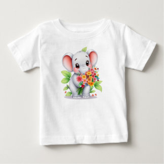 Söt Elefantbukett Baby & Barn T-Shirt