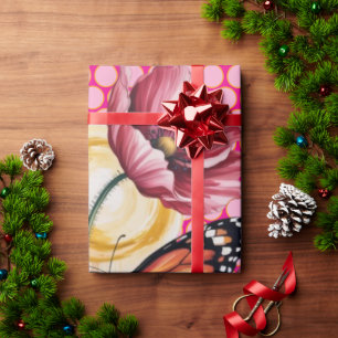 Söt elegant akvarellblomma & fjärilsdesign presentpapper