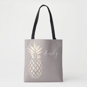 Söt elegant, ananas av koppar, ro och grått tygkasse