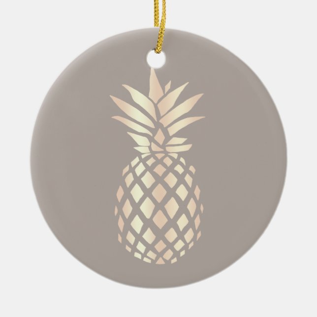 Söt elegant ananas och grått av kopparanas ro guld julgransprydnad keramik (Framsidan)