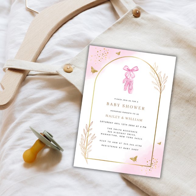 Söt Elegant Arch Ballerina Baby Shower Inbjudningar (Sweet Elegant Arch Ballerina Baby Shower Invitation)