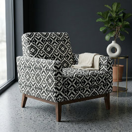 Söt Elegant Black and White Geometric Mönster Tyg