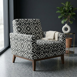 Söt Elegant Black and White Geometric Mönster Tyg