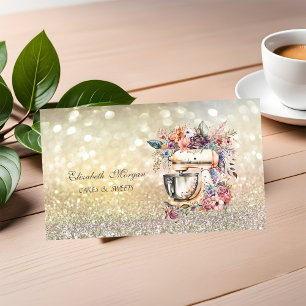 Söt Elegant Bokeh Bageri Blommig Mixer Visitkort