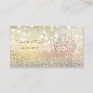 Söt Elegant Bokeh Glitter Cupcake Bageri Visitkort