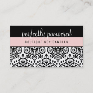 SÖT ELEGANT DAMASK mönstersvart blek rosa Visitkort