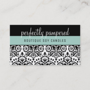 SÖT ELEGANT DAMASK mönstersvart mynta grönt Visitkort