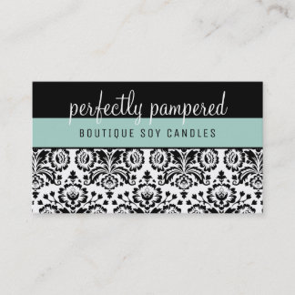 SÖT ELEGANT DAMASK mönstersvart mynta grönt Visitkort