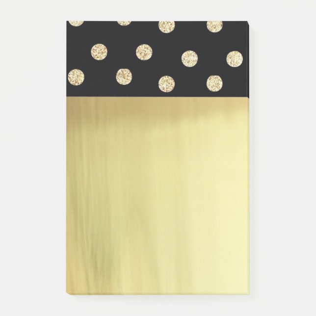 Söt elegant falsk guld svarta prickar post-it block (Framsida)