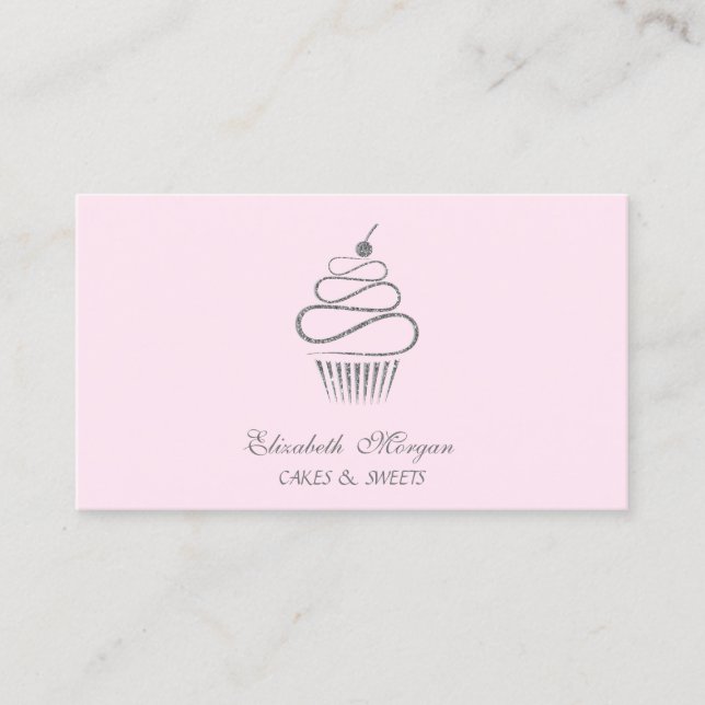 Söt Elegant Glitter Cupcake, Godis  Visitkort (Framsida)