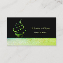 Söt Elegant Grön Glitter Cupcake Bageri Visitkort