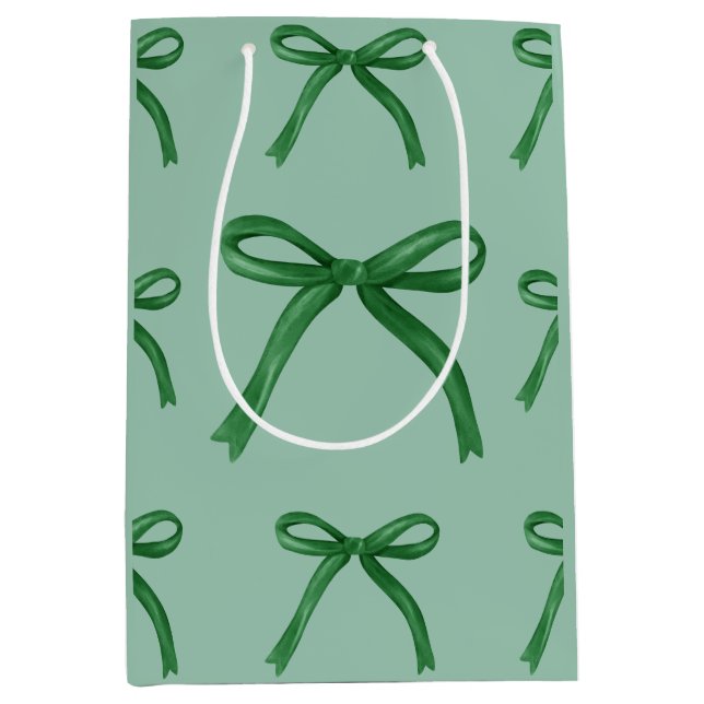 Söt elegant grön rosett mönster presentbag (Framsidan)