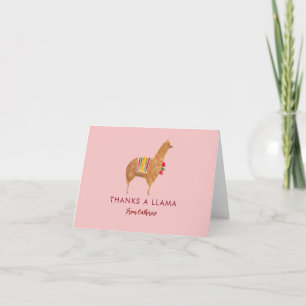 Söt Elegant Lama Alpaca Handillustrerat Djur Tack Kort