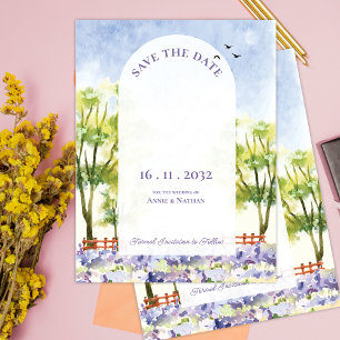 Söt Elegant Lavender Fält Liggande Bröllop Meddelande Vykort