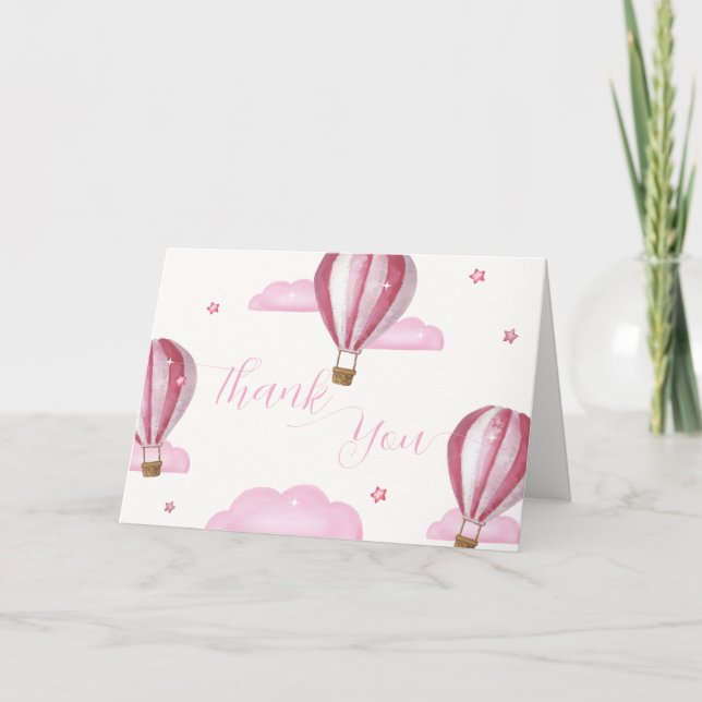 Söt Elegant Luftballong Flickbarnskuva Tack Kort (Framsida)
