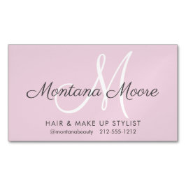 Söt Elegant Monogram Rosa Fyll på hårsalon  Magnetiska Visitkort