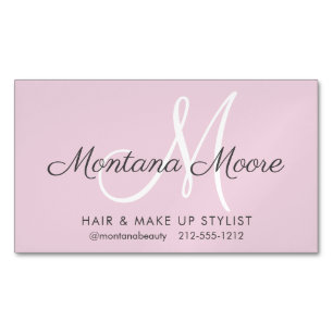 Söt Elegant Monogram Rosa Fyll på hårsalon Magnetiska Visitkort