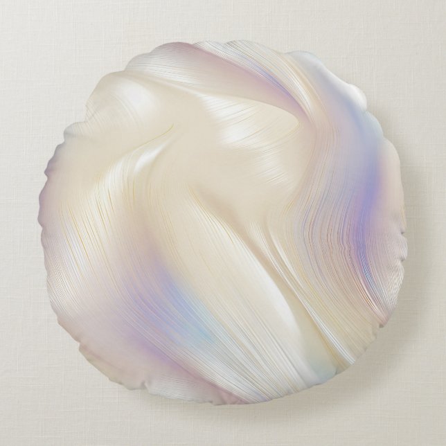 Söt Elegant Pearl Aqua Blue Lila Swirl Rund Kudde (Framsidan)