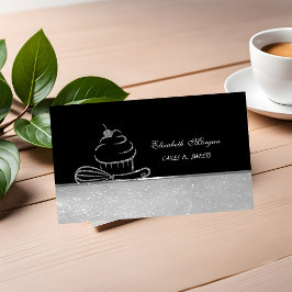Söt Elegant Silverglitter Cupcake Visp Visitkort