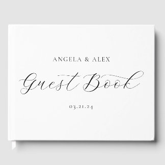 Söt Elegant Swash Script Bröllop Gästböcker