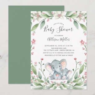 Söt Elephant Baby Shower-inbjudan Inbjudningar