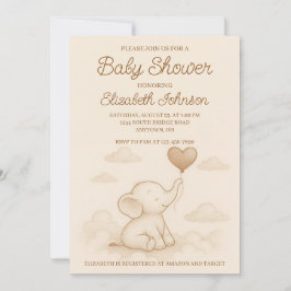 Söt Elephant Baby Shower-inbjudan Inbjudningar