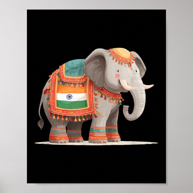 Söt Elephant Costume for Indian Färg and Anim Poster (Framsidan)