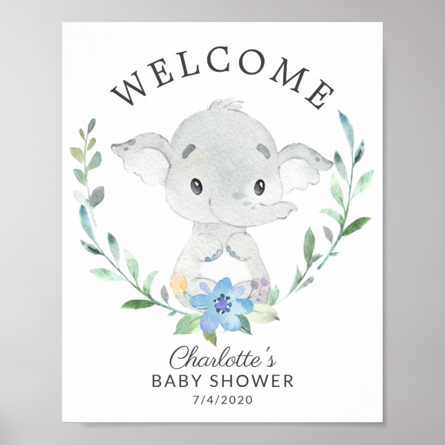 Söt Elephant Välkomstbabyskor Poster (Framsidan)