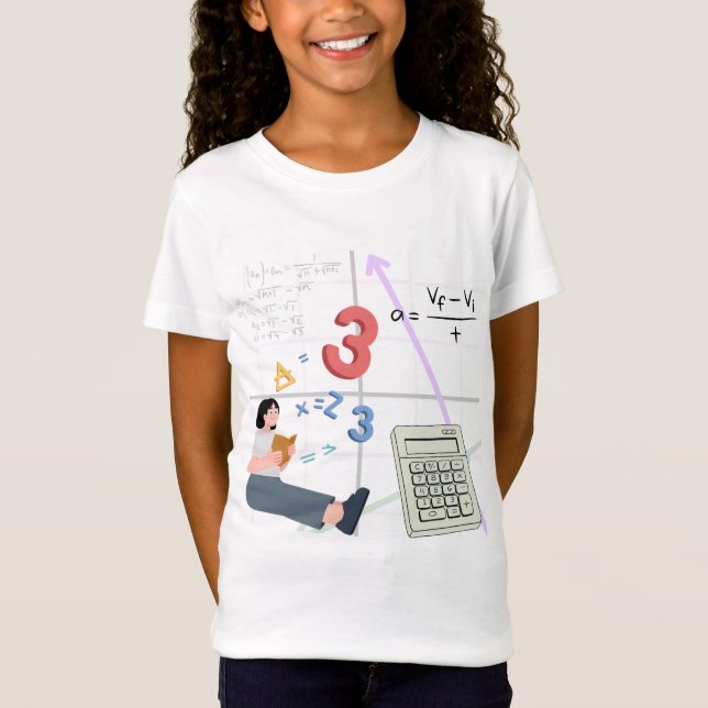Söt elev som studerar matematik illustration" t shirt (Framsida)