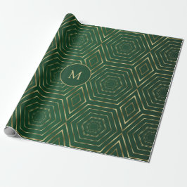 Söt Emerald Grönt och Guld Geometric Presentpapper