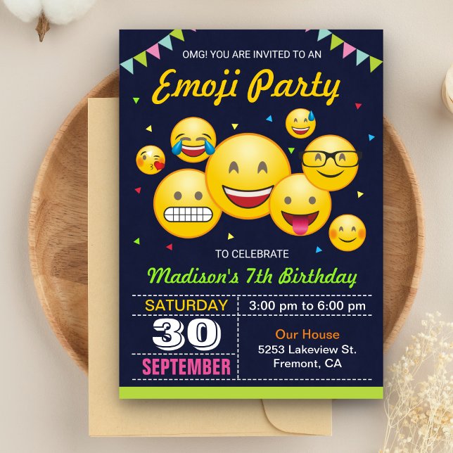 Söt Emoji Födelsedagsfest Inbjudningar (Skapare uppladdad)