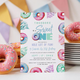 Söt en Cute Doughnut Boy 1:a födelsedagen Party Inbjudningar