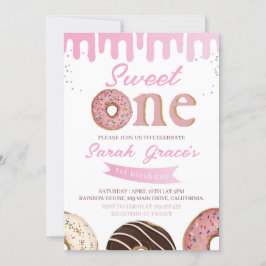 Söt en Donut 1:a födelsedagsinbjudan Inbjudningar