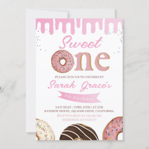 Söt en Donut 1:a födelsedagsinbjudan Inbjudningar
