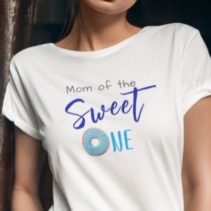 Söt en Donut Blue 1:a födelsedag Party Mamma T Shirt